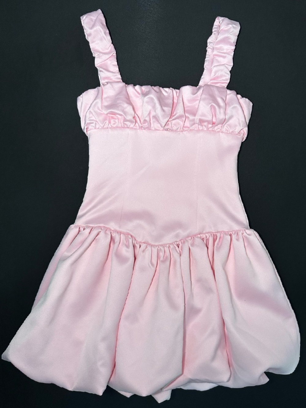 Miss Circle Aubrey Pink Satin Bubble Hem Mini Dress - Picture 7 of 13